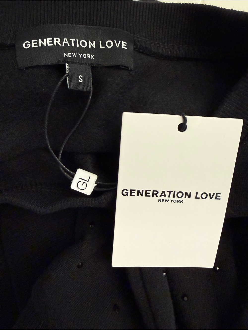 Generation Love Tara Crystal Embellished Puff Shoulder Sweatshirt Black S NWT - Picture 3 of 8
